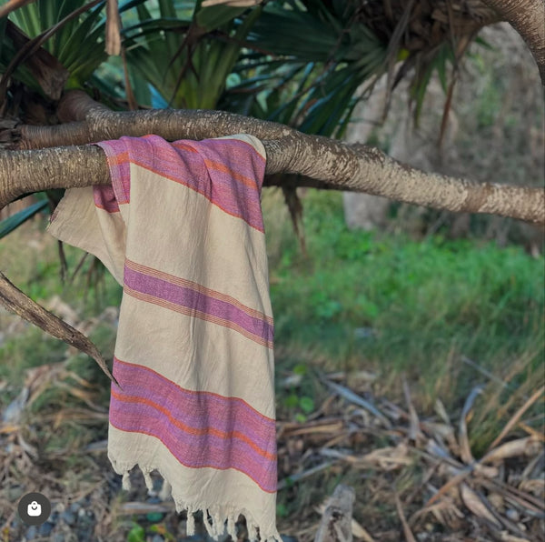 Hand Loomed Lilac Stripe Beach Towel / Throw
