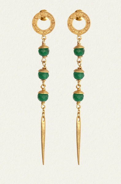 Talia Earrings - 18k Gold Vermeil and Green Agate | Temple Of The Sun