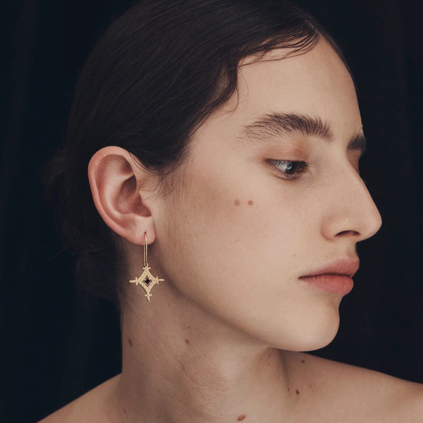 Corin Earrings - 18k Gold Vermeil and Blue Sapphire | Temple Of The Sun