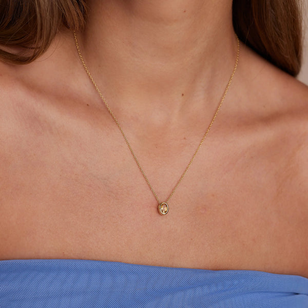 Gold Oval Birthstone Necklace | Toni May