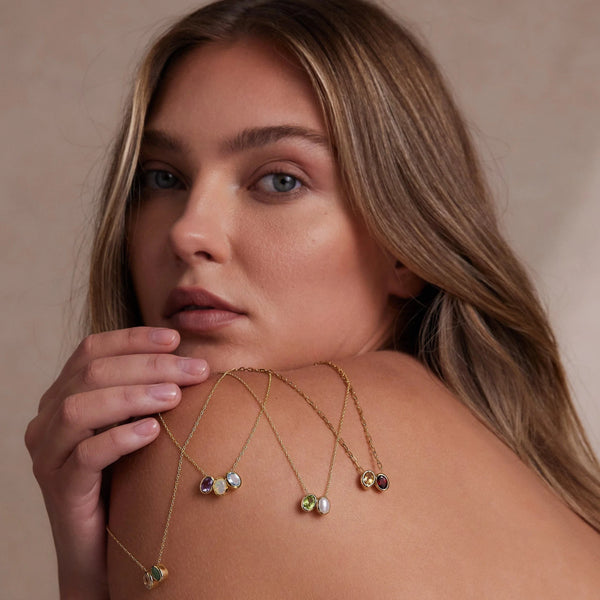 Gold Oval Birthstone Necklace | Toni May