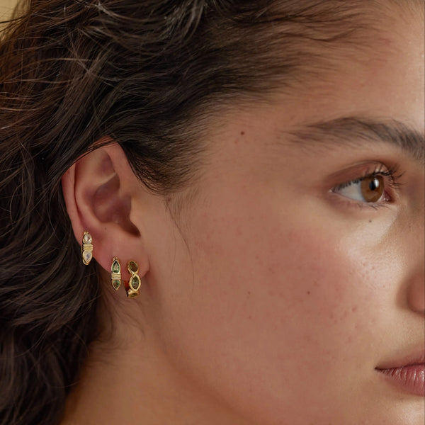 Maya Apatite Gold Huggies - 18k Gold Vermeil and Green Apatite | Toni May