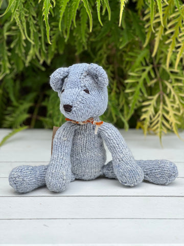 Hand Knitted Ditsy Bear | Dusty Blue