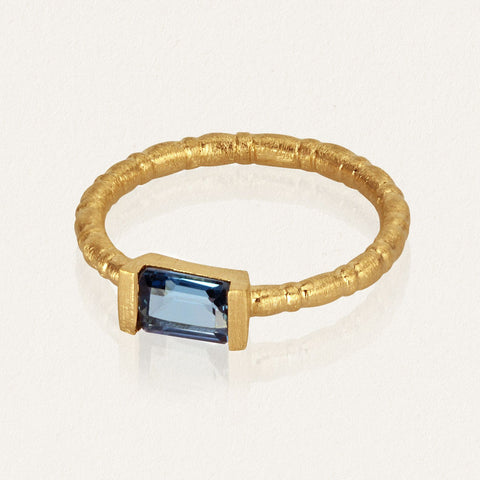 Pia Polished Ring - 18k Gold Vermeil and London Blue Topaz | Temple Of The Sun