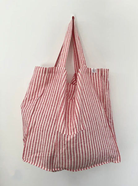 Linen Weekender Tote | Capri Red Stripe