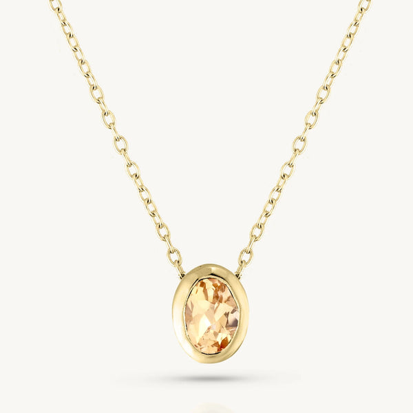 Gold Oval Birthstone Necklace | Toni May