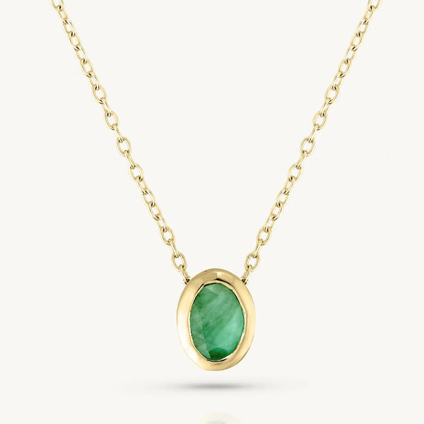 Gold Oval Birthstone Necklace | Toni May