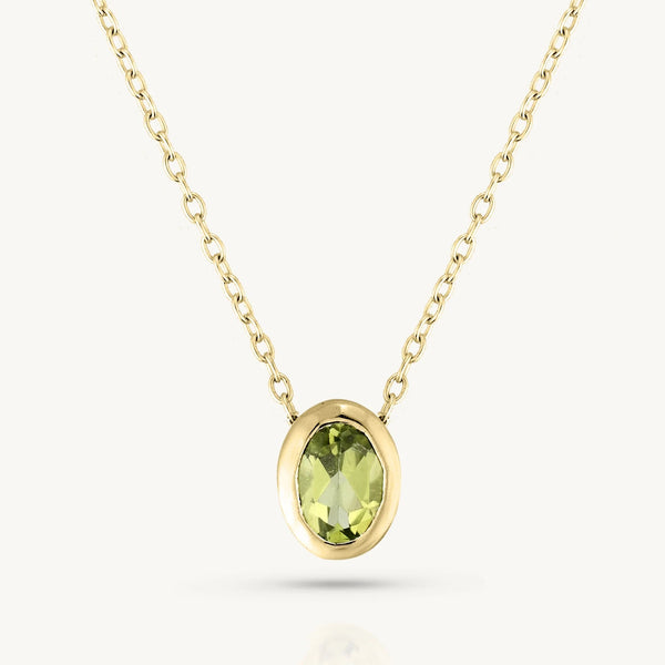 Gold Oval Birthstone Necklace | Toni May