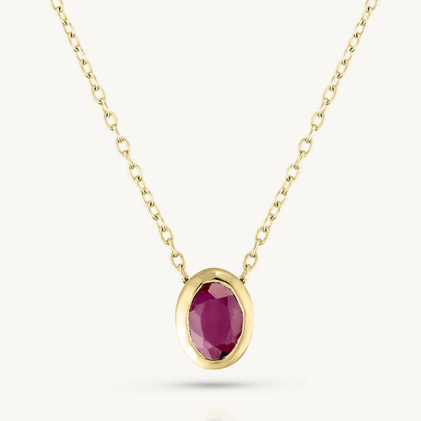 Gold Oval Birthstone Necklace | Toni May