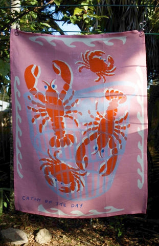 100% Linen Tea Towel | Catch of The Day