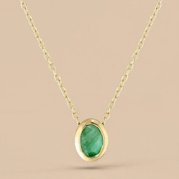 18k Gold Oval Birthstone Necklace | Toni May