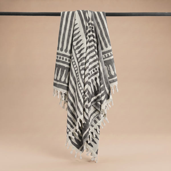 Two Tone Turkish Towel | Black & Cream
