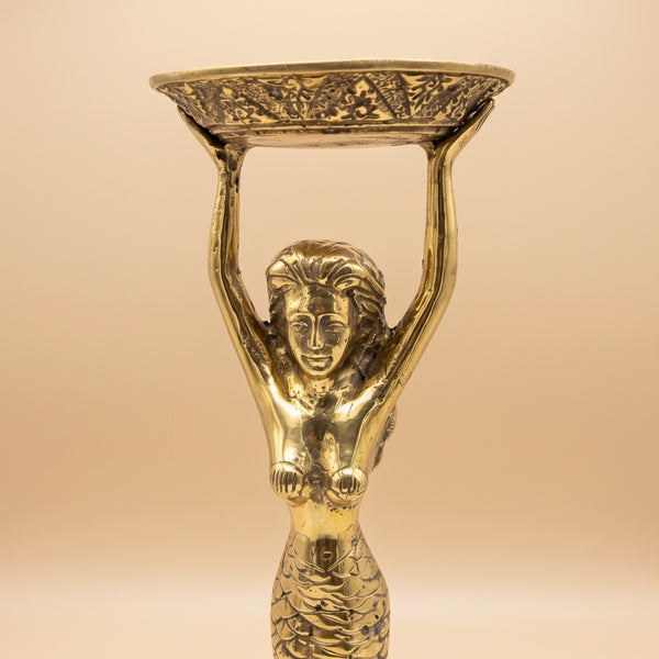 Brass Mermaid Candle Stand