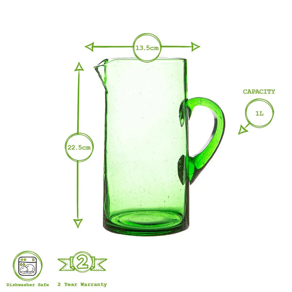 Jebel Green Recycled Glass Jug - 1L