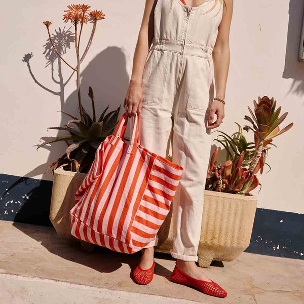 Elise Tote Bag - Candy Pink & Tomato | rose in april