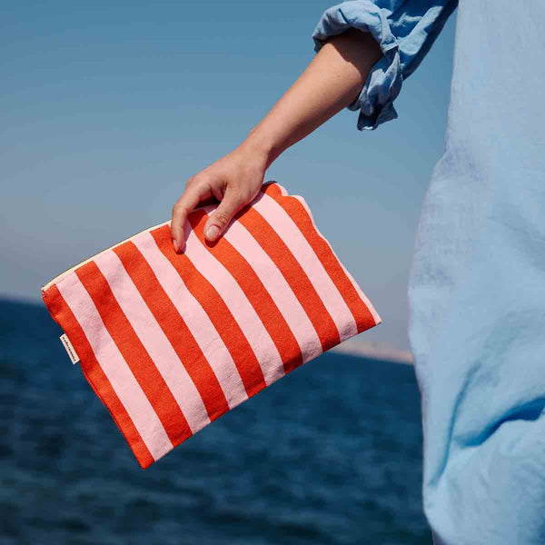 Lili Pouch - Tomato & Candy Stripes | rose in april