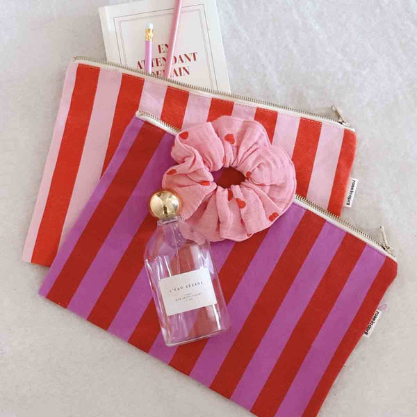 Lili Pouch - Tomato & Candy Stripes | rose in april