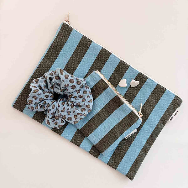 Lili Pouch - Olive & Blue Stripes | rose in april