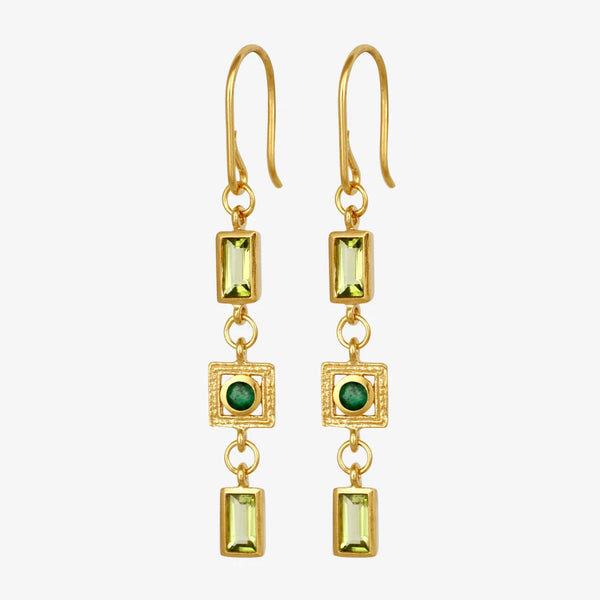 Florence Earrings - 18K Gold Vermeil with Emerald and Peridot | Temple of the Sun