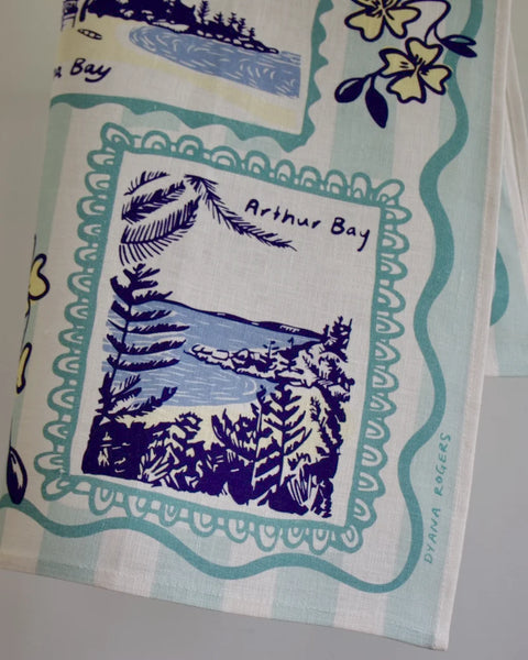 100% Linen Tea Towel | Vintage Tourist Frame