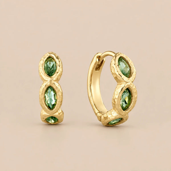 Maya Apatite Gold Huggies - 18k Gold Vermeil and Green Apatite | Toni May