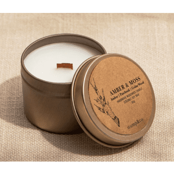 Stump & Co Woodwick Candle Tin | Amber & Moss