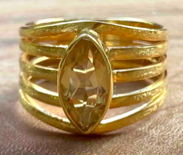 18k Gold Vermeil with Natural Citrine Ring