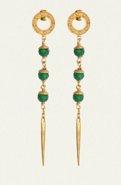 Talia Earrings - 18k Gold Vermeil and Green Agate | Temple Of The Sun