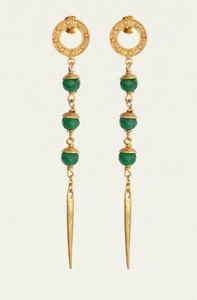 Talia Earrings - 18k Gold Vermeil and Green Agate | Temple Of The Sun