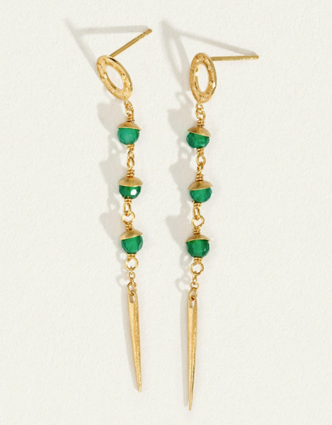 Talia Earrings - 18k Gold Vermeil and Green Agate | Temple Of The Sun