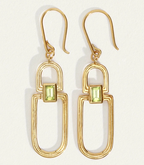 Vault Earrings - 18k Gold Vermeil and Peridot | Temple Of The Sun