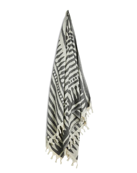 Two Tone Turkish Towel | Black & Cream