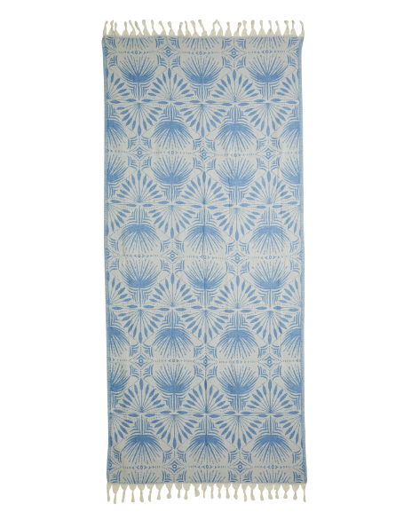 Blue Frond Pattern Turkish Towel