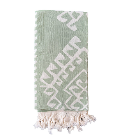 Aztec Pattern Turkish Towel | Minty