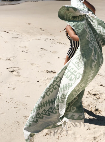 Aztec Pattern Turkish Towel | Minty