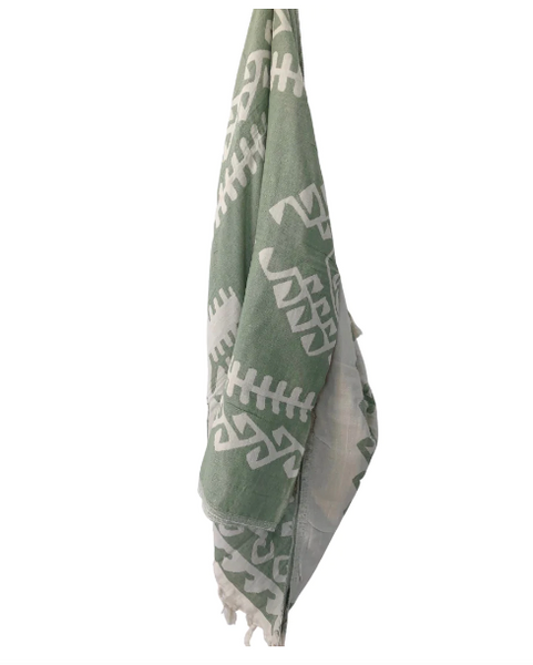 Aztec Pattern Turkish Towel | Minty