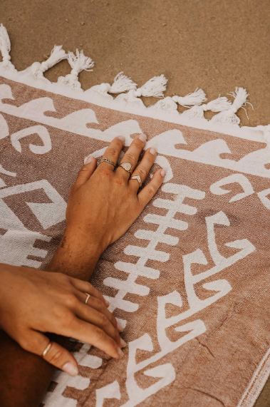 Aztec Pattern Turkish Towel | Chocolate