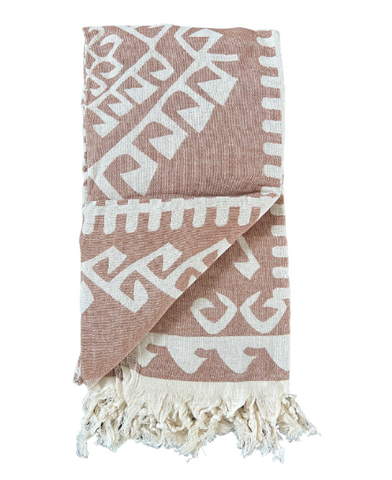 Aztec Pattern Turkish Towel | Chocolate