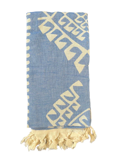 Aztec Pattern Turkish Towel | Blue