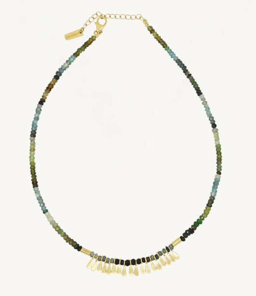 Flora - Green Tourmaline and 18k Gold Vermeil Tassel Necklace | ToniMay