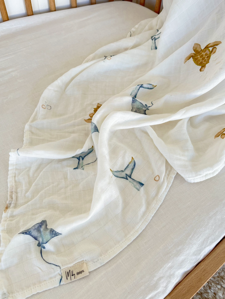 Sea Creatures Bamboo + Cotton Wrap | Loaila