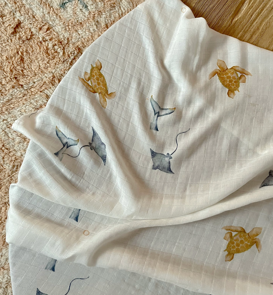 Sea Creatures Bamboo + Cotton Wrap | Loaila