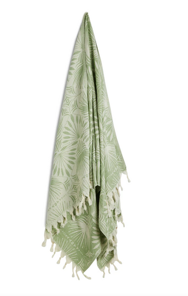 Green Frond Pattern Turkish Towel