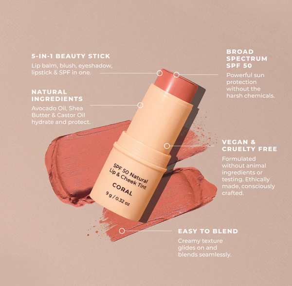 SPF 50 Natural Lip & Cheek Tint | Avocado Zinc