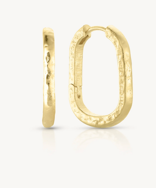 Textured Paperclip 18k Gold Vermeil Huggie Earrings| Toni May
