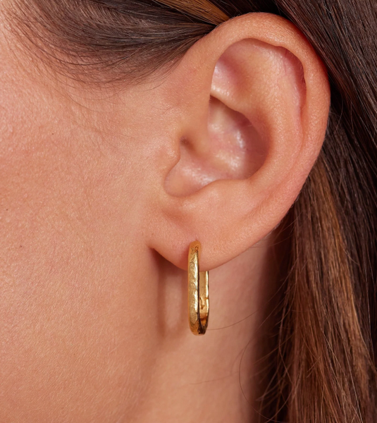 Textured Paperclip 18k Gold Vermeil Huggie Earrings| Toni May