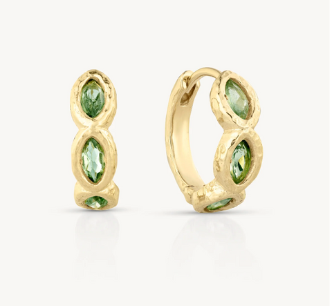 Mya - Green Apatite and 18k Gold Vermeil Huggies | Toni May