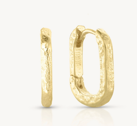 Textured Paperclip 18k Gold Vermeil Huggie Earrings| Toni May