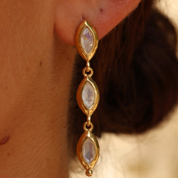 Isabella Marquise Earrings - 18k Gold Vermeil and Moonstone | Toni May