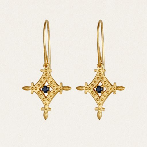 Corin Earrings - 18k Gold Vermeil and Blue Sapphire | Temple Of The Sun